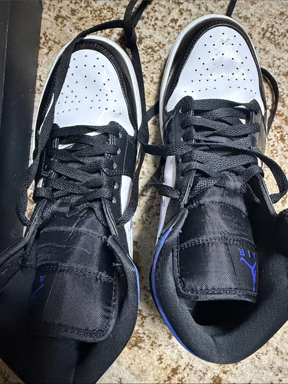 Jordan High-Top Sneakers in Black/White/Royal Blue